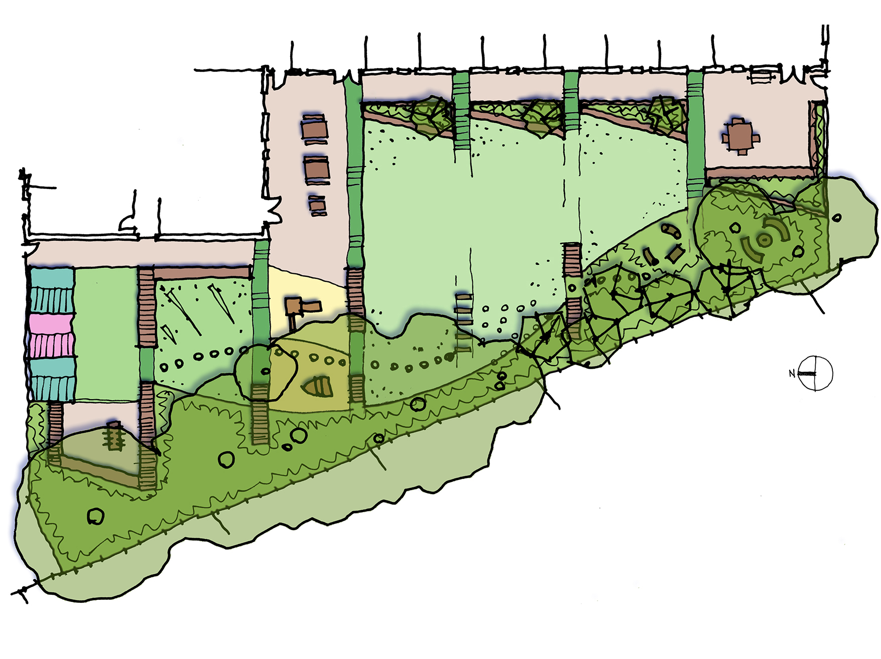 Concept sketch for the garden - based on a previous building layout